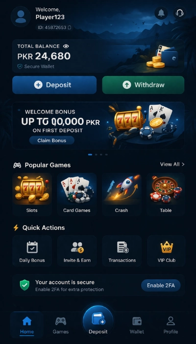 KKKPK Game Dashboard Interface – Modern Gaming App Design