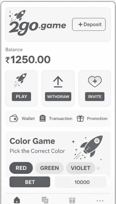 2Go.game dashboard image