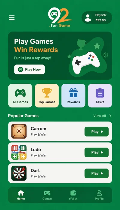 92.fun game dashboard image