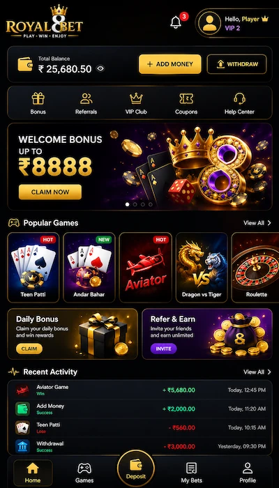 Royal8bet Game Dishboard Image